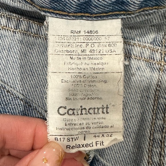 Carhartt Men's Relaxed Fit Straight Leg Flat Front Blue Denim Jeans 44X32 - Picture 11 of 11